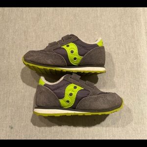 GUC Saucony Gray & Lime Green Velcro Sneakers for Your Tot!